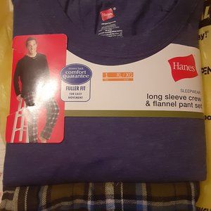 Men's flannel pajamas and long sleeve shirt set